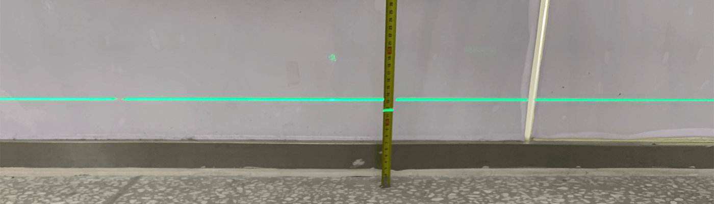 use a rule as a mark and 360 self leveling laser level to check the floor level