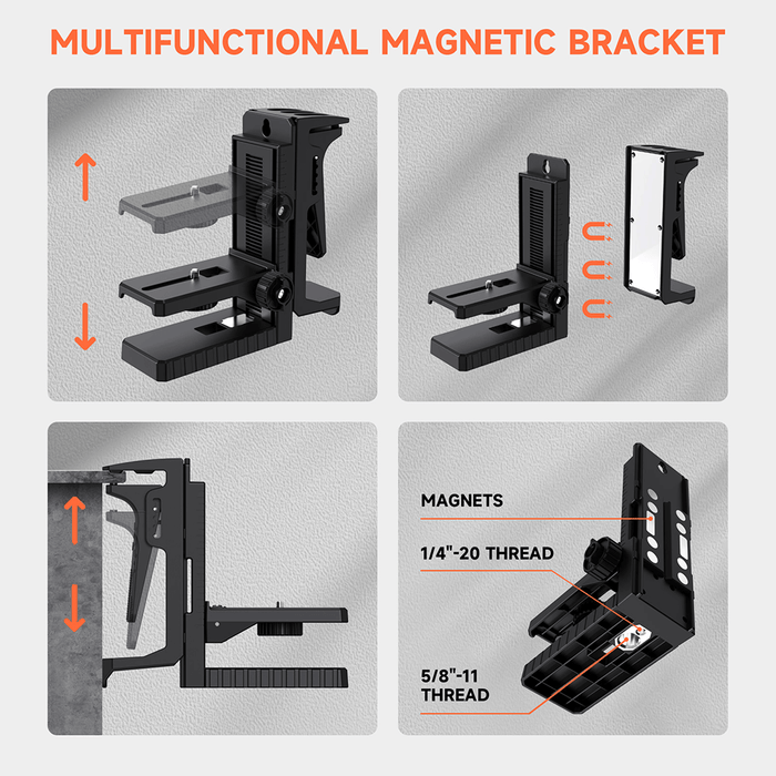 multifunctional magnetic bracket with 1/4″ -20 thread and 5/8″ -11 thread Dovoh P3-360G 3x360 green laser level