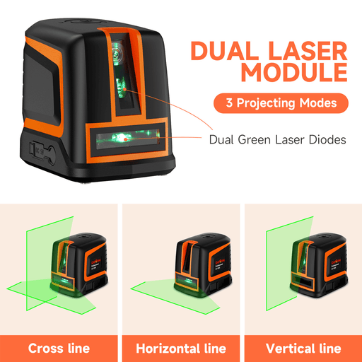 Dovoh 150° Vertical Line Green Laser Level (C2-120G) | DOVOH Rechargeable Laser Level Green Dual Laser Module 66ft Cross Line Laser Level Self Leveling Horizontal & Vertical Expanded Angle 150° Electronic Lazer Leveler with Magnetic Bracket