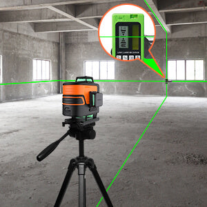 Huepar 904DG-LR5RG-TPD14 Outdoor 360 Self-Leveling Rotary Laser Level Kit - Green Beam, 147ft Range With Receiver And Tripod