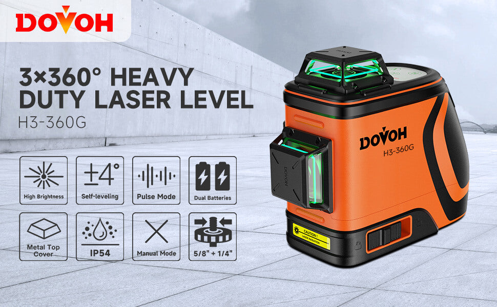 Dovoh 3x360 Ultra-Bright Outdoor Laser Level Self-Leveling Green