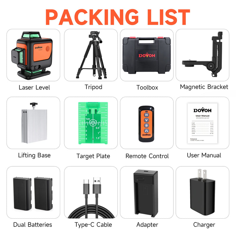 4D Laser Level with Tripod - Dovoh Y4-360G-kit