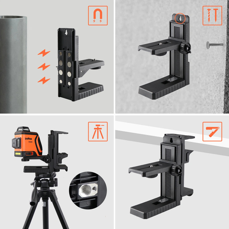Dovoh WB03 laser level mounting bracket installed on wall