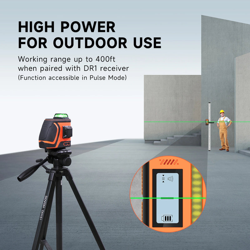 H3-360G laser level with DR1 receiver working range up to 400 ft