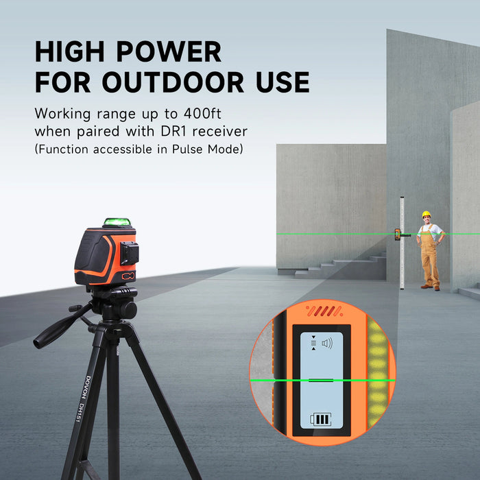 Outdoor Laser Level with Receiver- Dovoh H3-360G-KIT