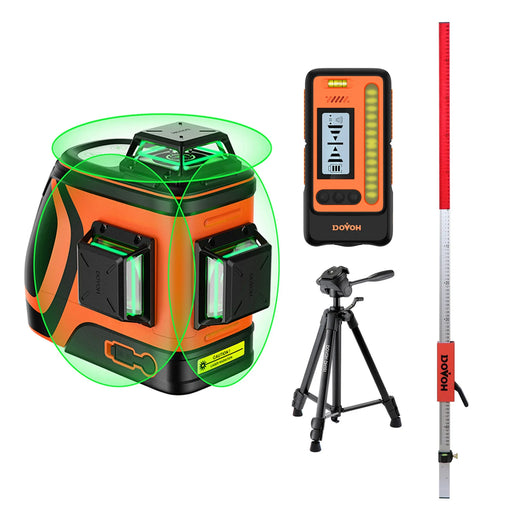 Outdoor Laser Level Bundle with Receiver, Pole & Tripod – DOVOH H3-360G-KIT