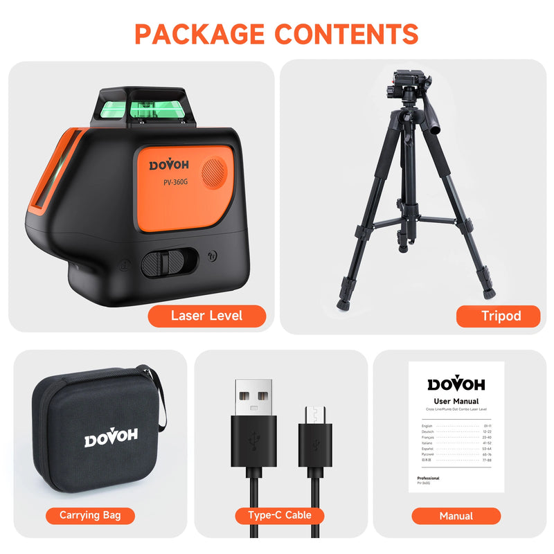 Plumb Dot Laser Level with Tripod- Dovoh PV-360G-Kit