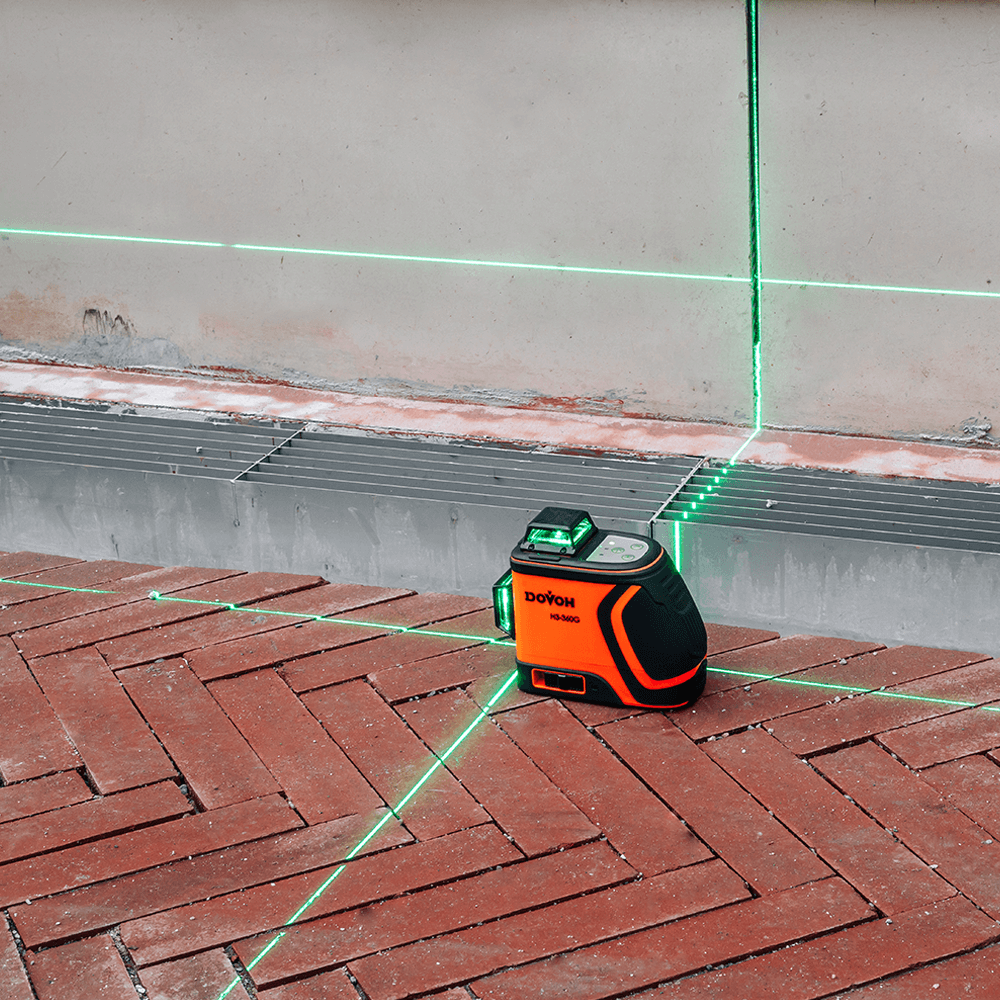 Dovoh 3x360° Ultra-Bright Green Laser Level (H3-360G) | DOVOH High Visibility Laser Level Outdoor Heavy Duty 3x360 Grados Self Leveling Laser Level Up To 197ft Long Range Visible 110mw Diodes Green 12 Line Laser Leveler Tool 3D Panel High Power Rechargeable Daylight Visible Outdoor Laser Level