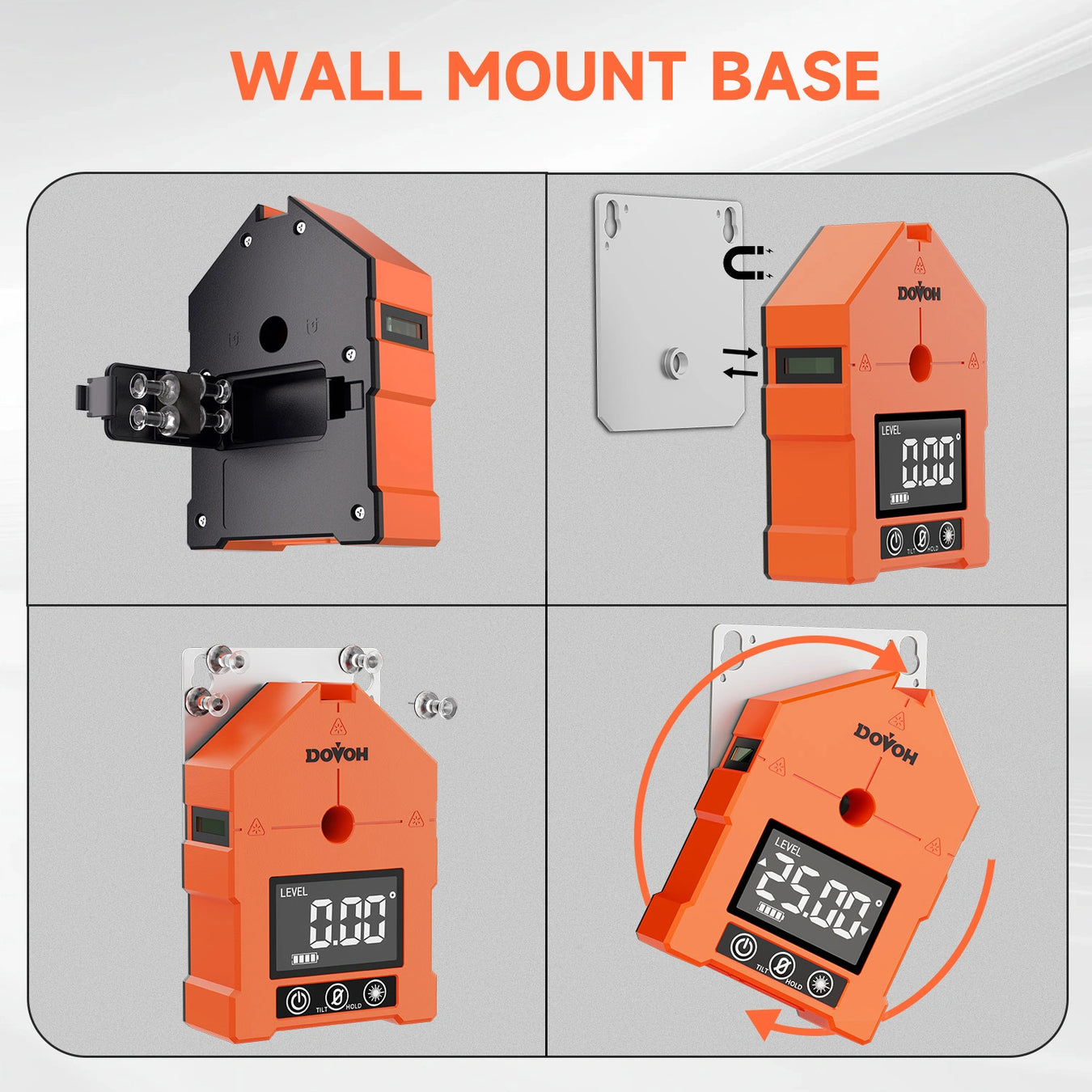 Wall mount base for angle finder