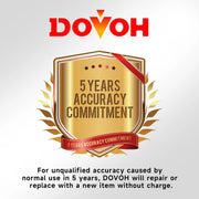 DOVOH logo with a gold badge stating '5 Years Accuracy Commitment' on a white background.