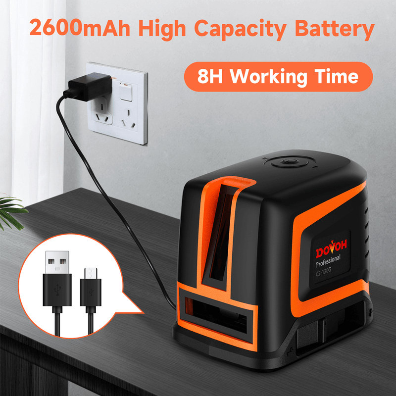 Dovoh 150° Vertical Line Green Laser Level (C2-120G) | DOVOH Rechargeable Laser Level Green Dual Laser Module 66ft Cross Line Laser Level Self Leveling Horizontal & Vertical Expanded Angle 150° Electronic Lazer Leveler with Magnetic Bracket, C2-120G | Self Leveling Laser Level Outdoor Laser Level Laser Level 360 Construction Laser Level