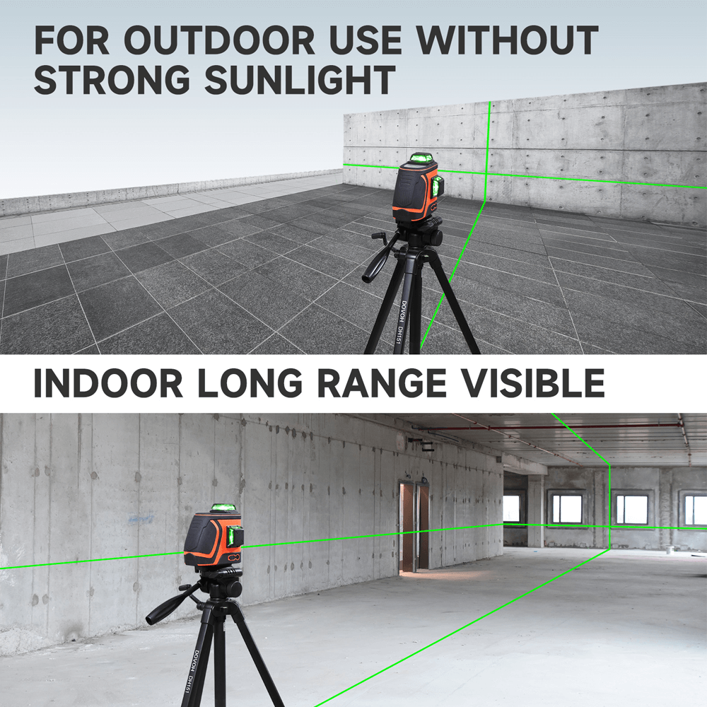 Dovoh 3x360° Ultra-Bright Green Laser Level (H3-360G) | DOVOH High Visibility Laser Level Outdoor Heavy Duty 3x360 Grados Self Leveling Laser Level Up To 197ft Long Range Visible 110mw Diodes Green 12 Line Laser Leveler Tool 3D Panel High Power Rechargeable Daylight Visible Outdoor Laser Level (Diode Power 110mw), H3-360G | Self Leveling Laser Level Outdoor Laser Level Laser Level 360 Construction Laser Level