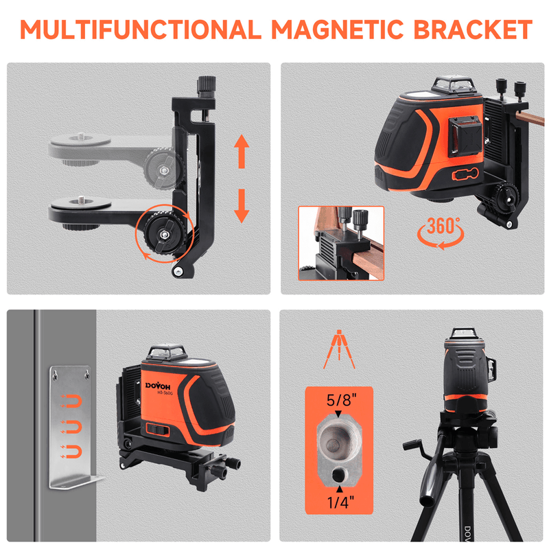 Dovoh 3x360° Ultra-Bright Green Laser Level (H3-360G) | DOVOH High Visibility Laser Level Outdoor Heavy Duty 3x360 Grados Self Leveling Laser Level Up To 197ft Long Range Visible 110mw Diodes Green 12 Line Laser Leveler Tool 3D Panel High Power Rechargeable Daylight Visible Outdoor Laser Level (Diode Power 110mw), H3-360G | Self Leveling Laser Level Outdoor Laser Level Laser Level 360 Construction Laser Level