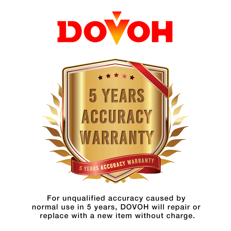 Dovoh 360 laser level provides a 2-Year Quality Warranty 5-Year Accuracy Warranty.