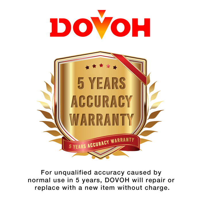 Dovoh 360 laser level provides a 2-Year Quality Warranty 5-Year Accuracy Warranty.